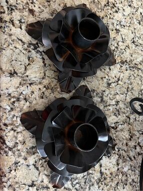 Jan Barboglio Black and Bronze Floral Metal Candle Holders